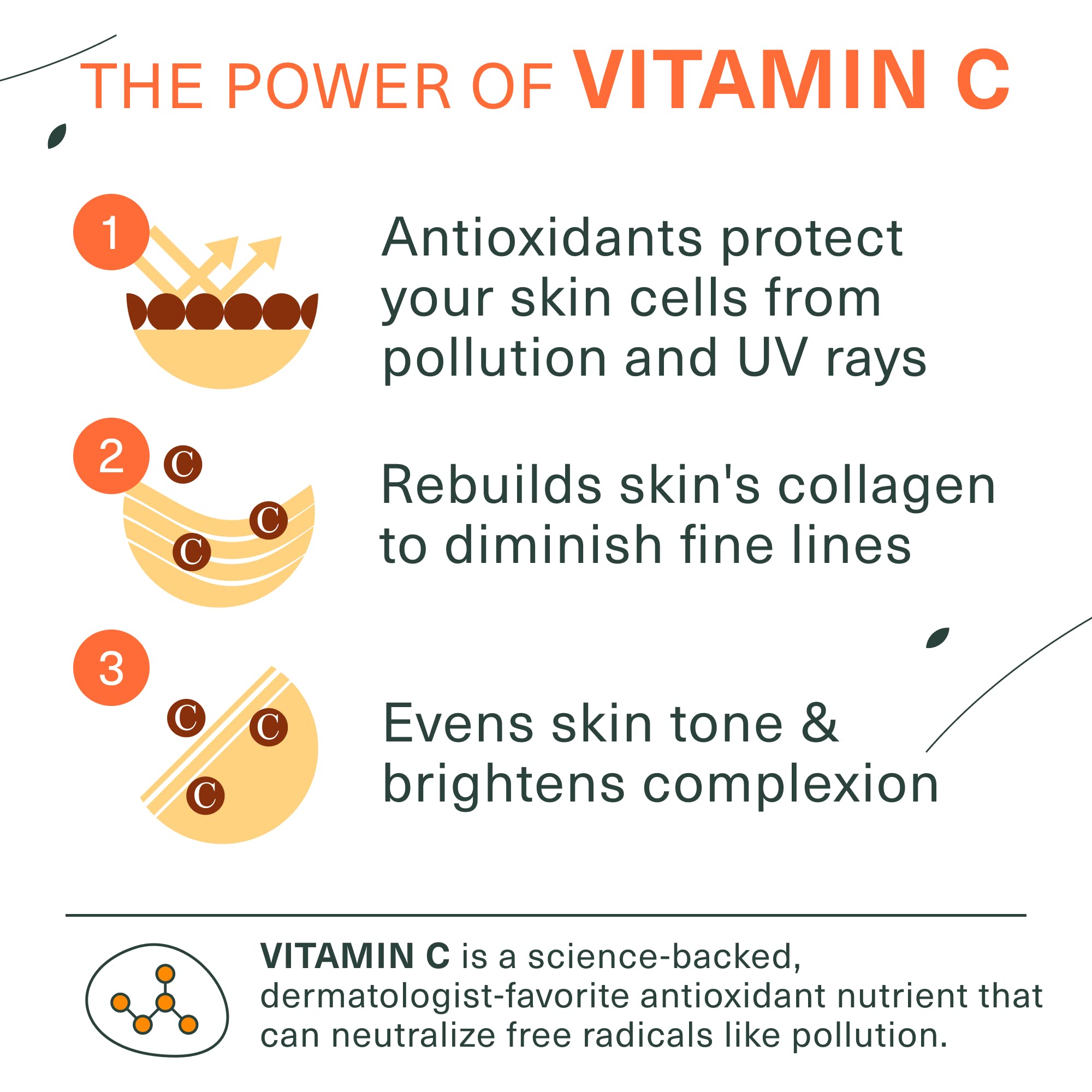 Label close-up showing vitamin C and natural extracts for gentle brightening care