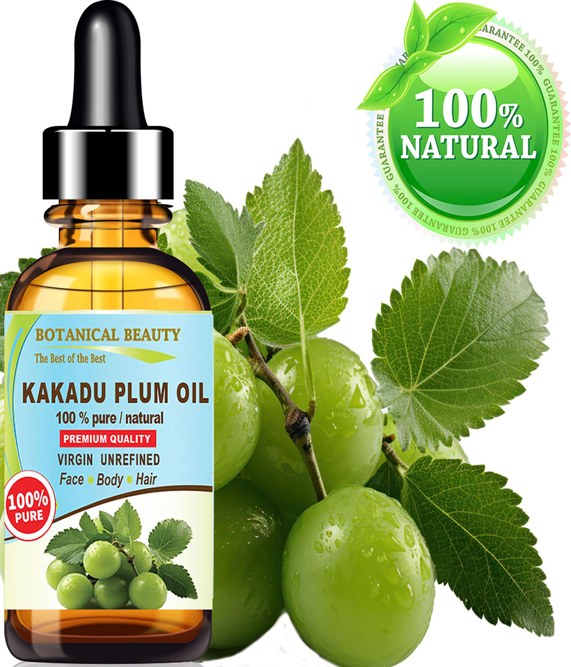 Botanical Beauty Kakadu Plum Oil label close-up showing purity