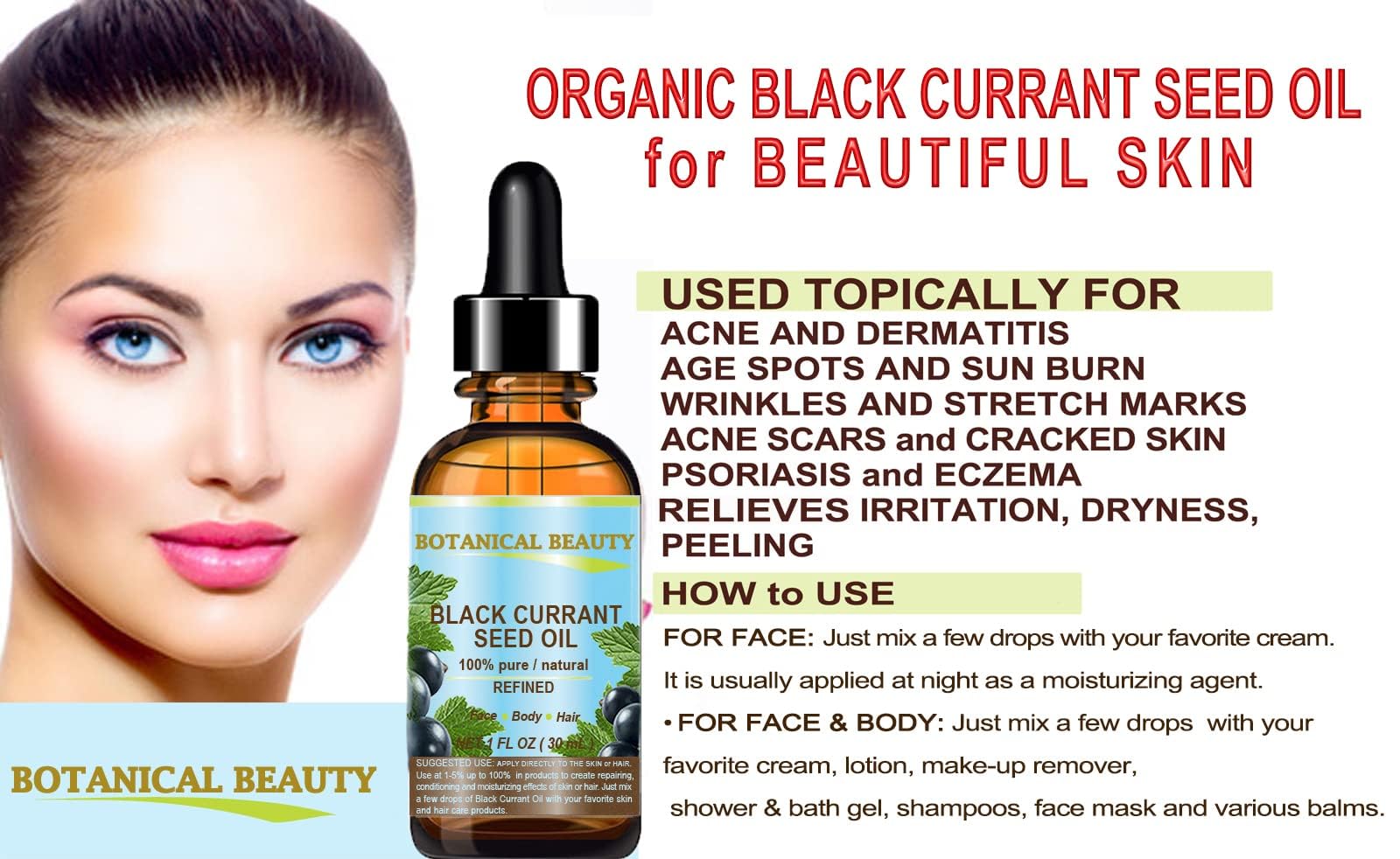 Botanical Beauty Black Currant Seed Oil texture detail for moisturizing skin