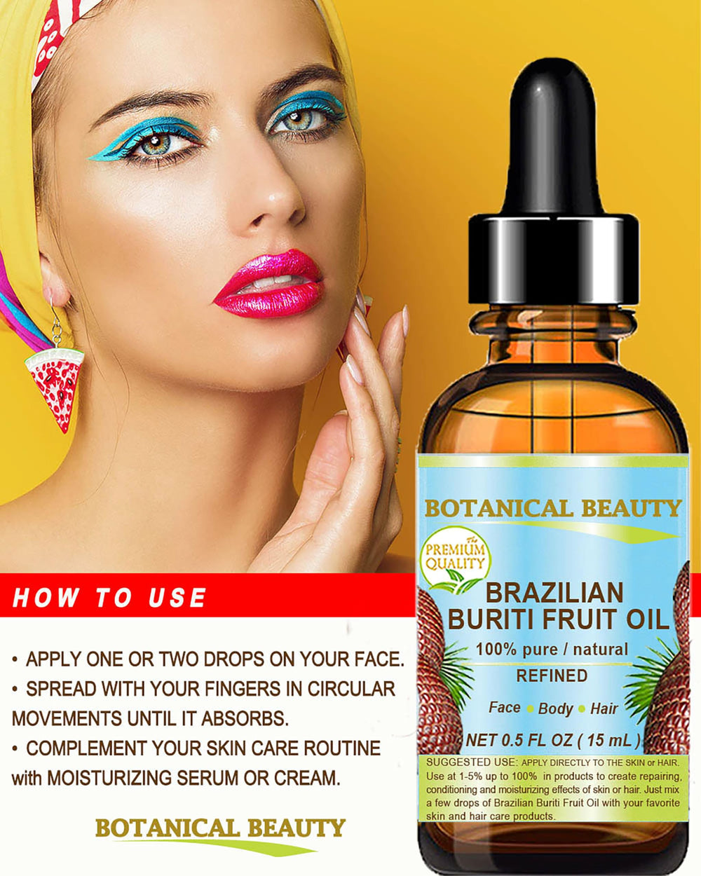 Botanical Beauty Buriti Oil for bath and body care adds softness