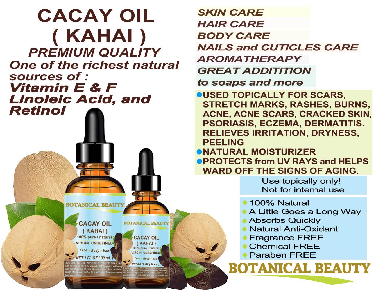CACAY oil used on hair for shine and smoothness.