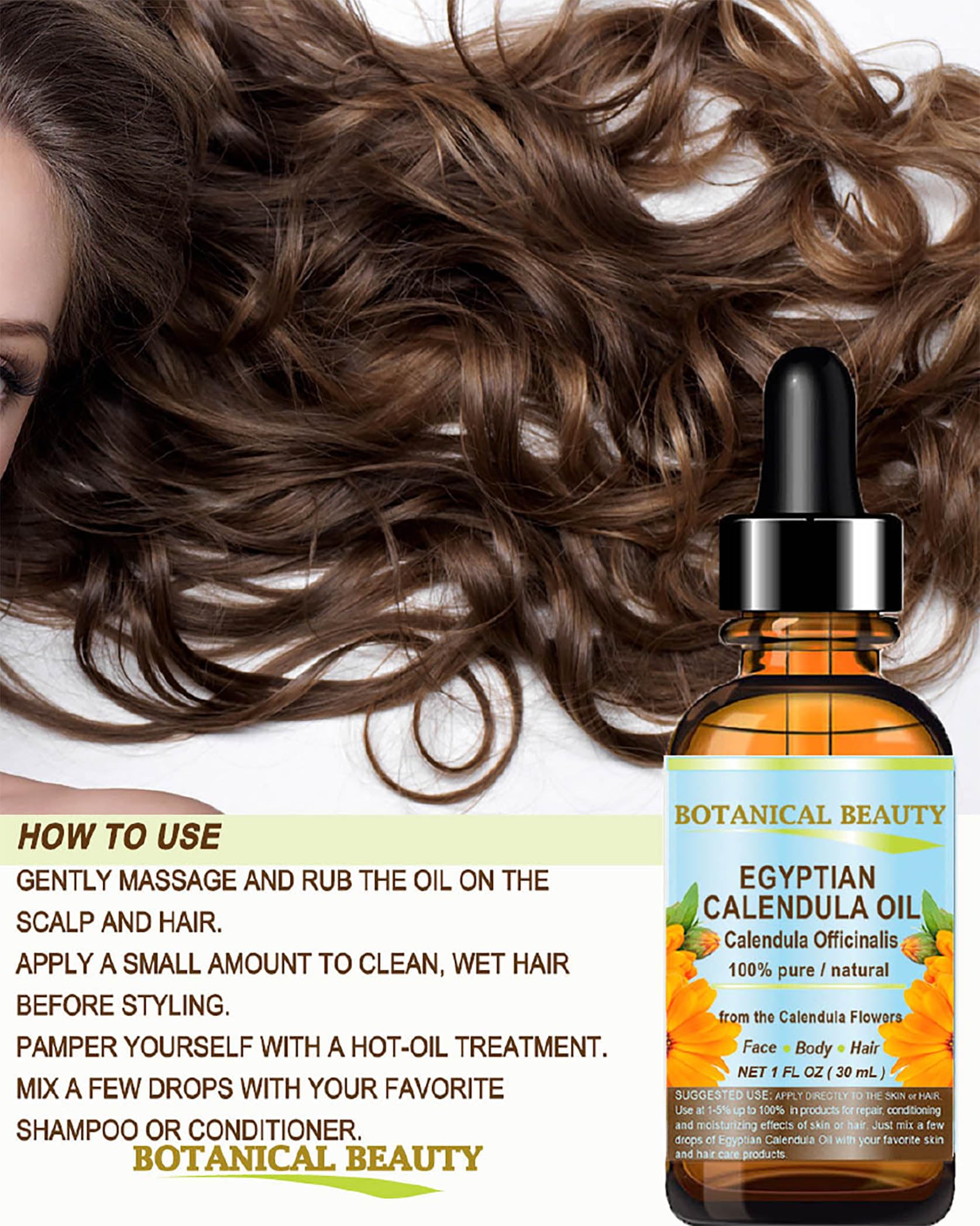 Calendula Oil applied to nails and cuticles for moisturized care