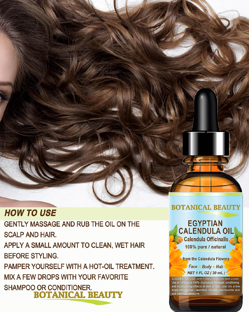 Calendula Oil applied to nails and cuticles for moisturized care