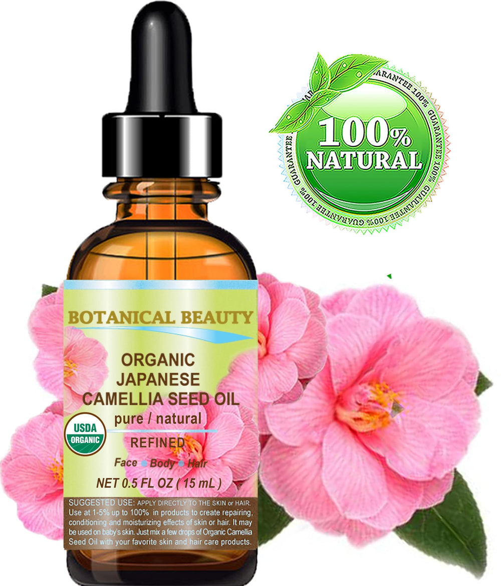 Botanical Beauty Camellia Seed Oil dropper releases precise amount for facial use