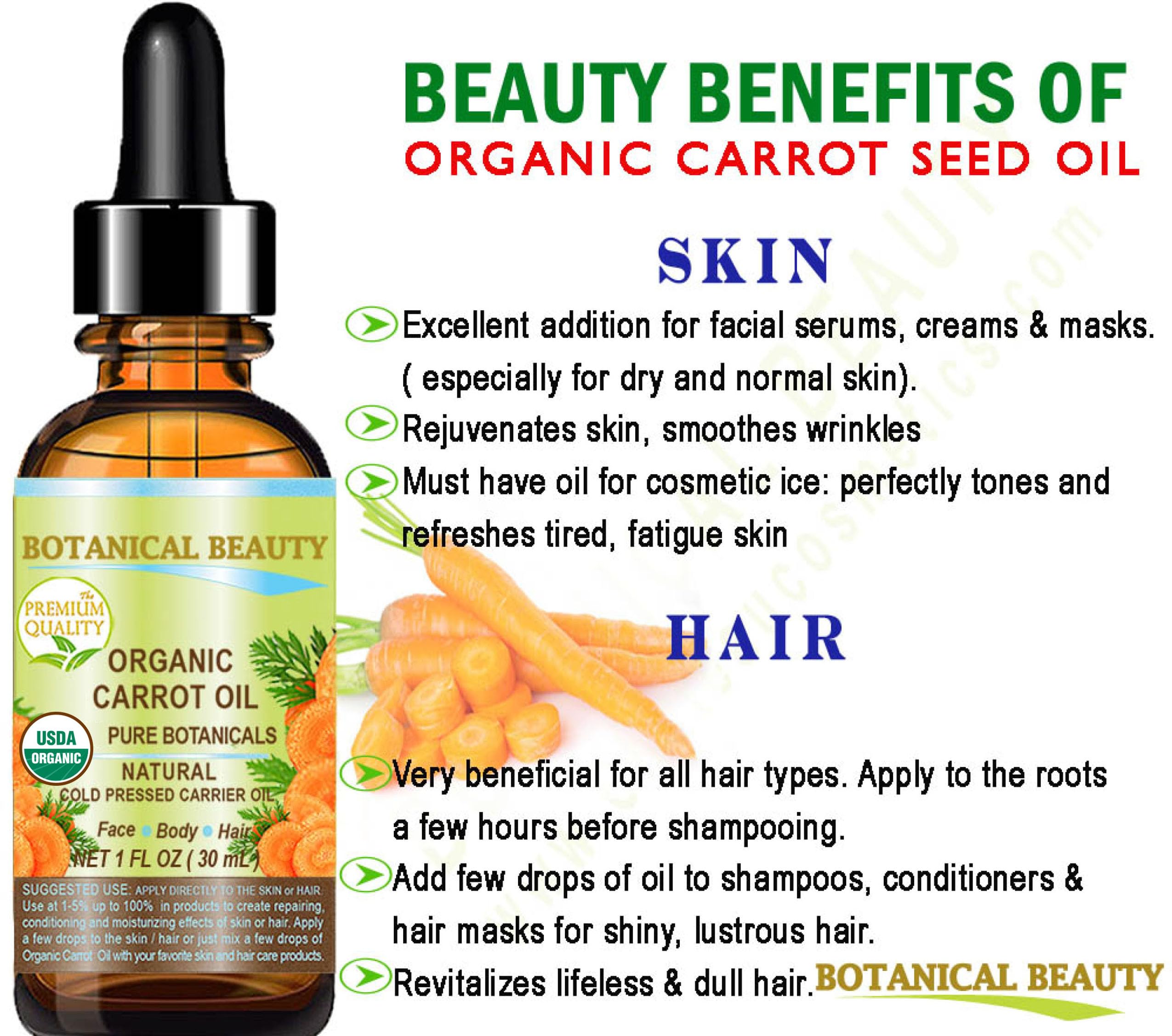 Botanical Beauty Carrot Seed Oil applied to face for hydration.