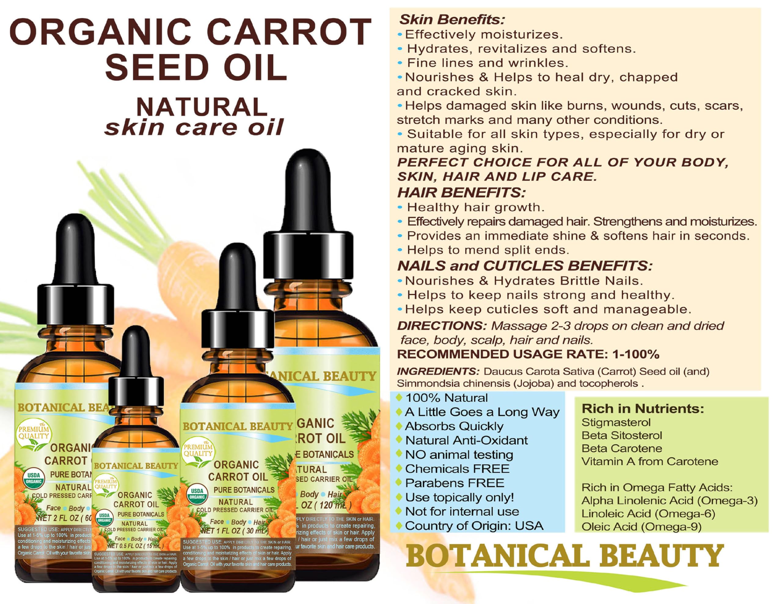 Nails and cuticles with Botanical Beauty carrot seed oil care.