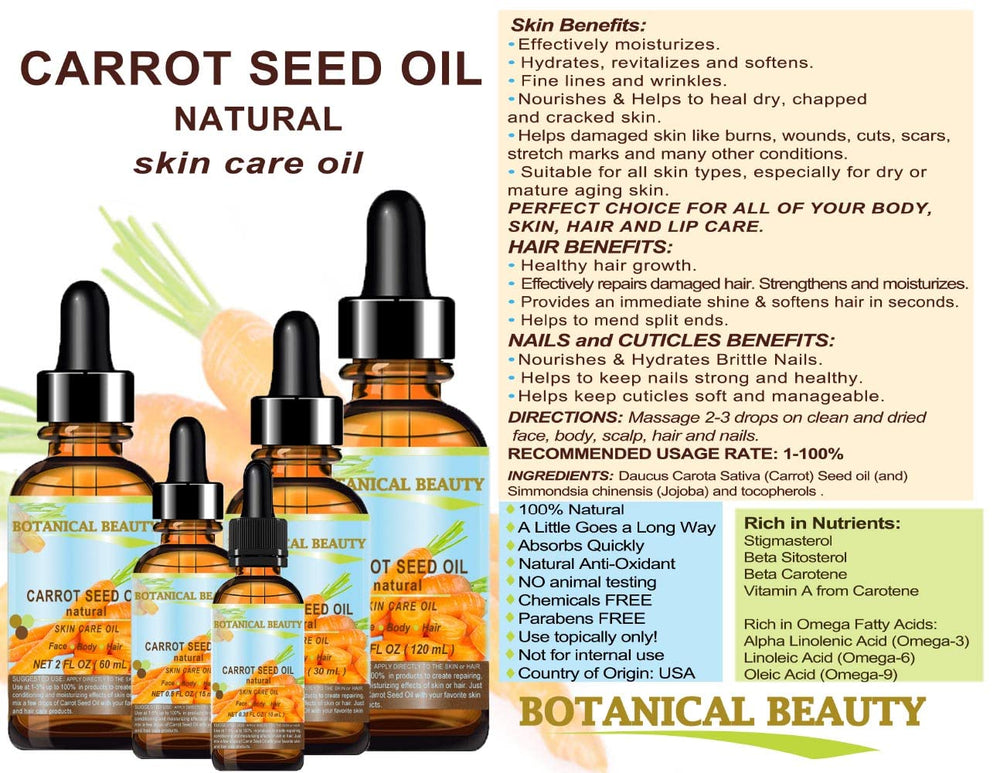Botanical Beauty carrot seed oil scalp application nourishes roots.
