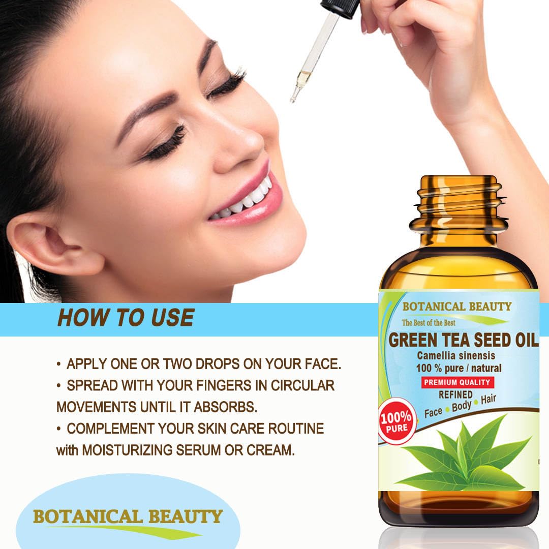 Botanical Beauty Green Tea Seed Oil packaging box conveys premium natural care.