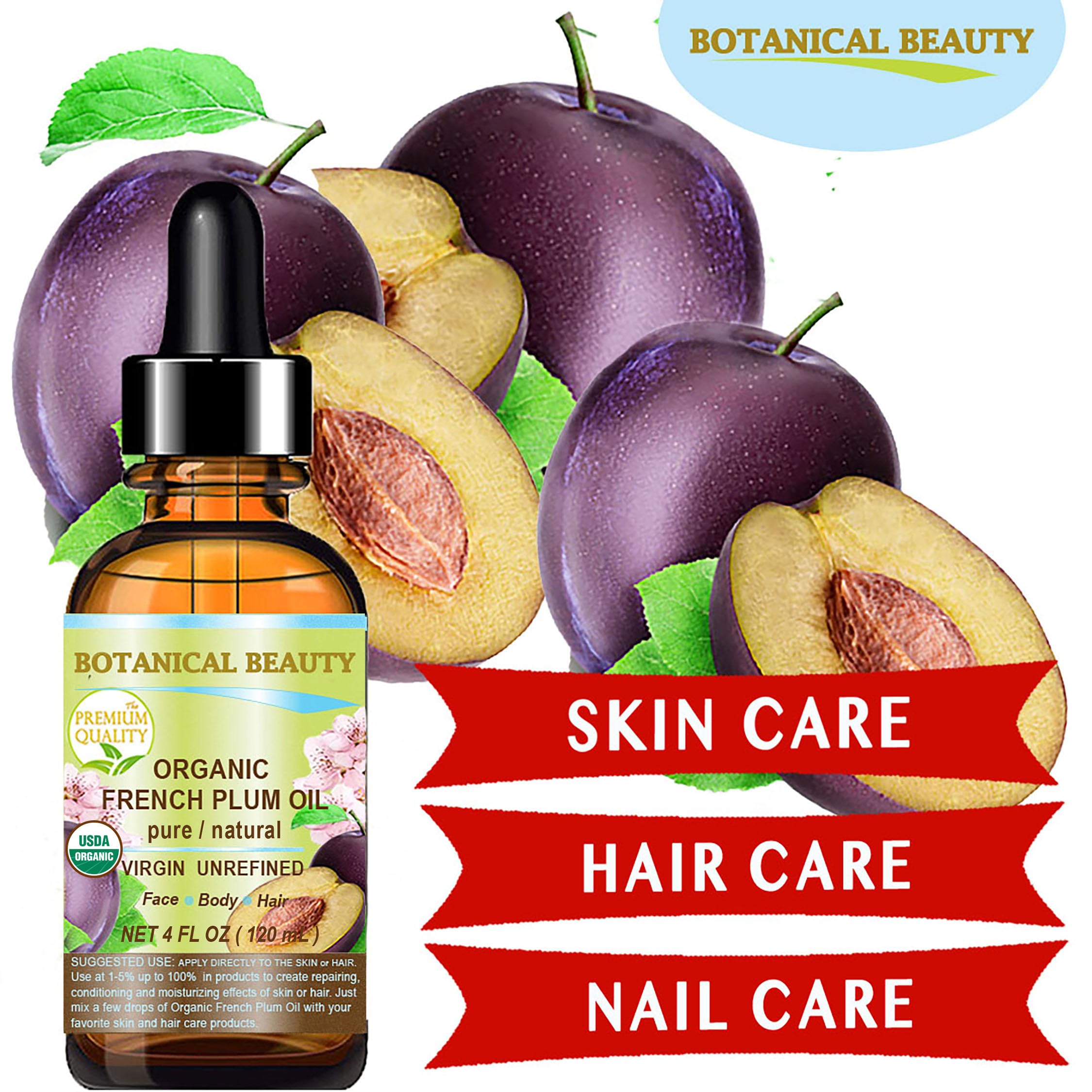 Botanical Beauty Plum Oil drop application for a lightweight, non-greasy feel