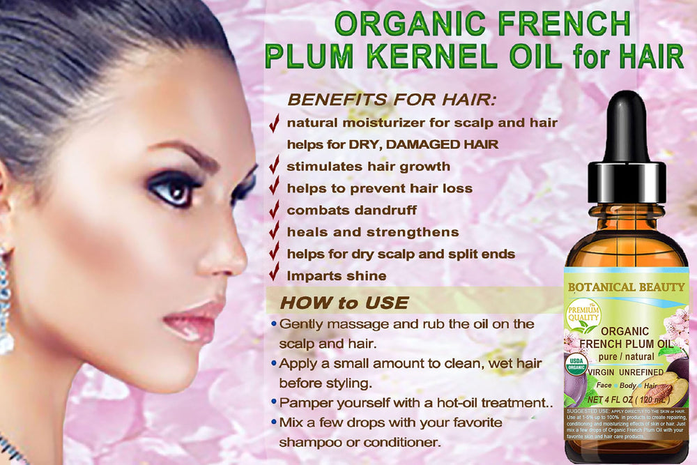 Botanical Beauty Plum Oil in hair care use on dry strands