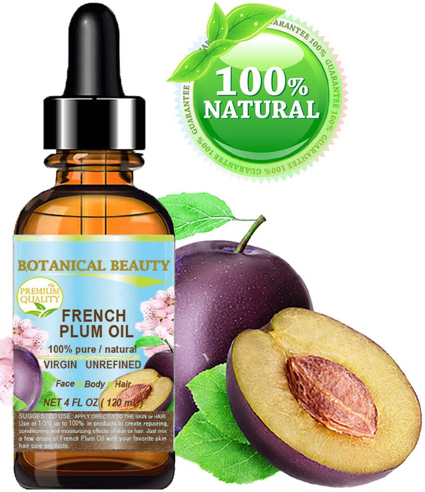 Botanical Beauty Plum Oil label with dropper for convenient daily use.