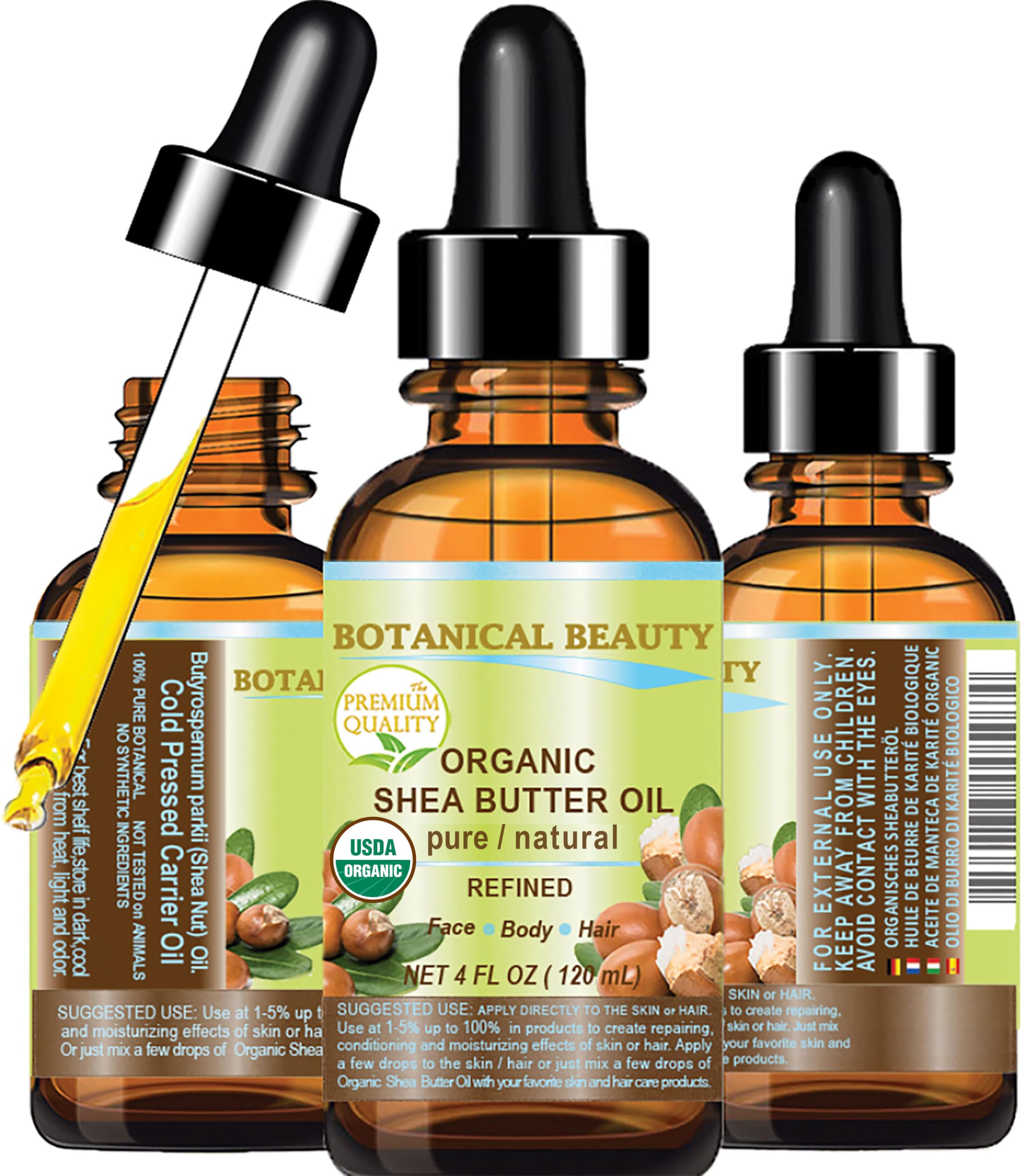 Botanical Beauty Shea Oil bottle for skin care and nourishment