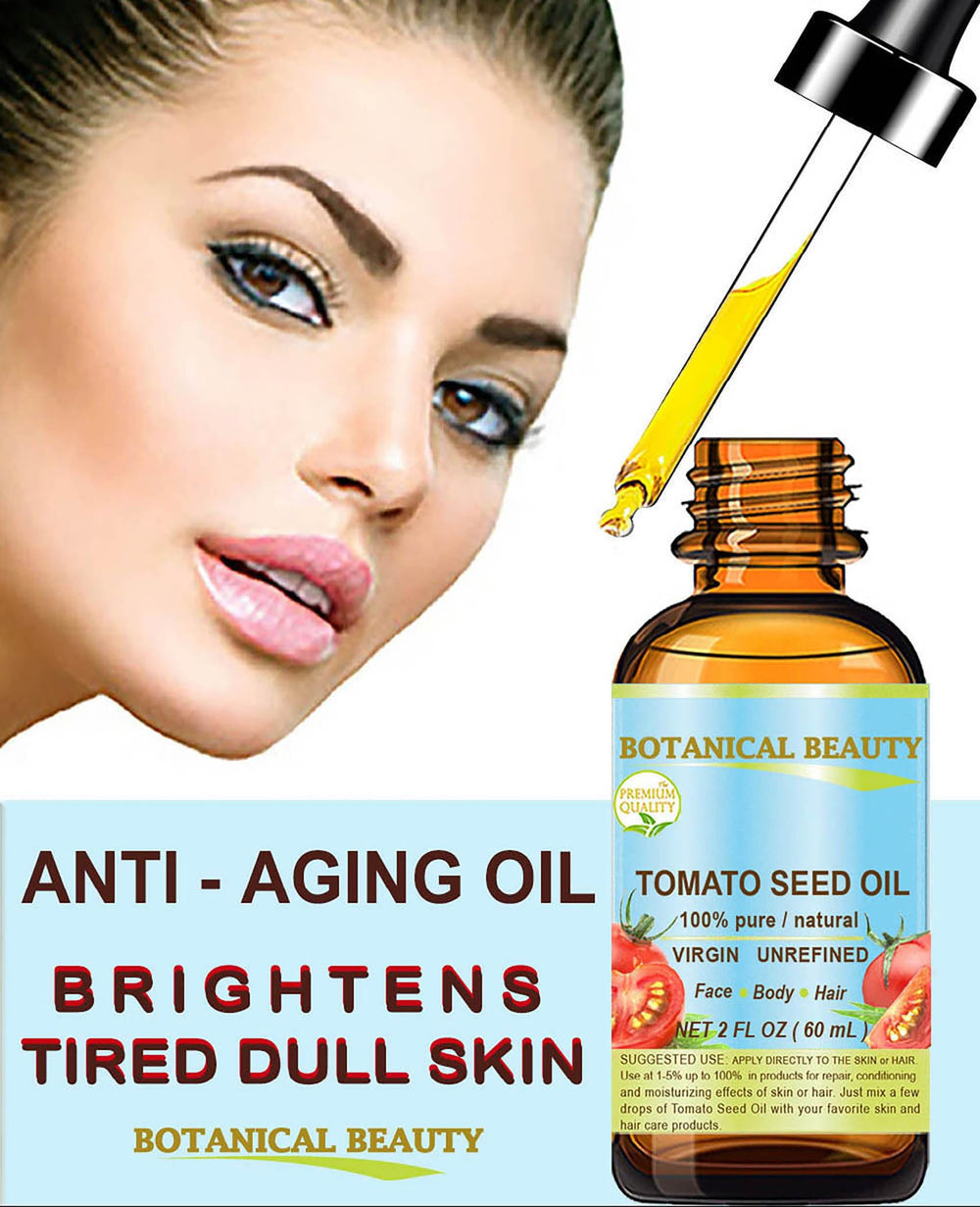 Tomato Seed Oil pour demonstrates quick absorption for face and body hydration.