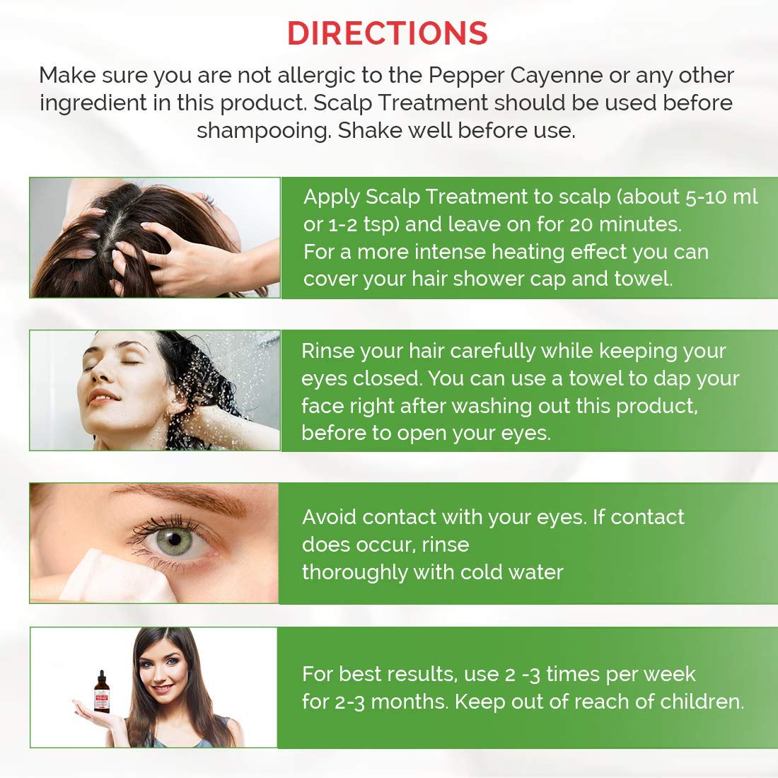 Botanical Green Care ingredients panel highlights nourishing oils for hair conditioning