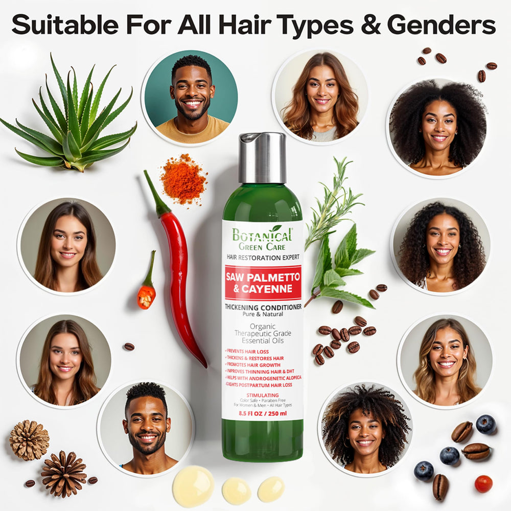 Shiny, smooth hair after applying Botanical Green Care conditioner.