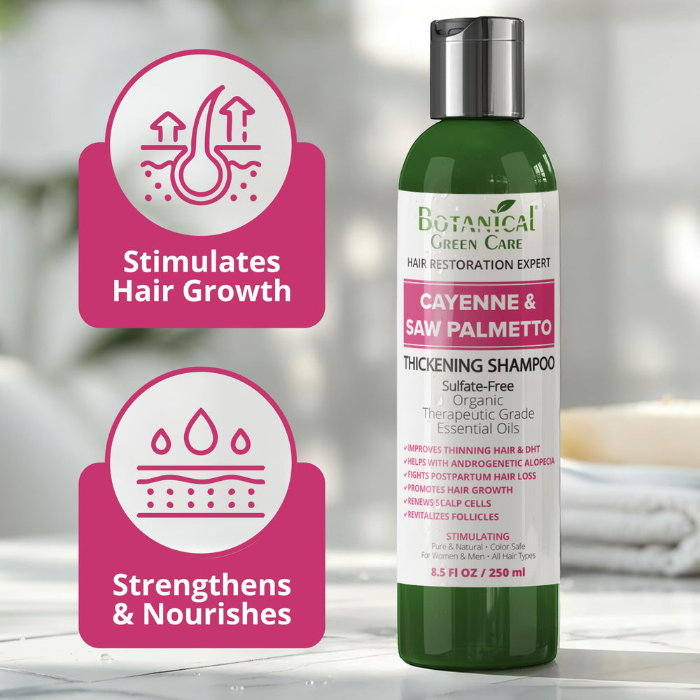 Ingredients label close-up highlighting Biotin, Saw Palmetto, and Argan Oil.