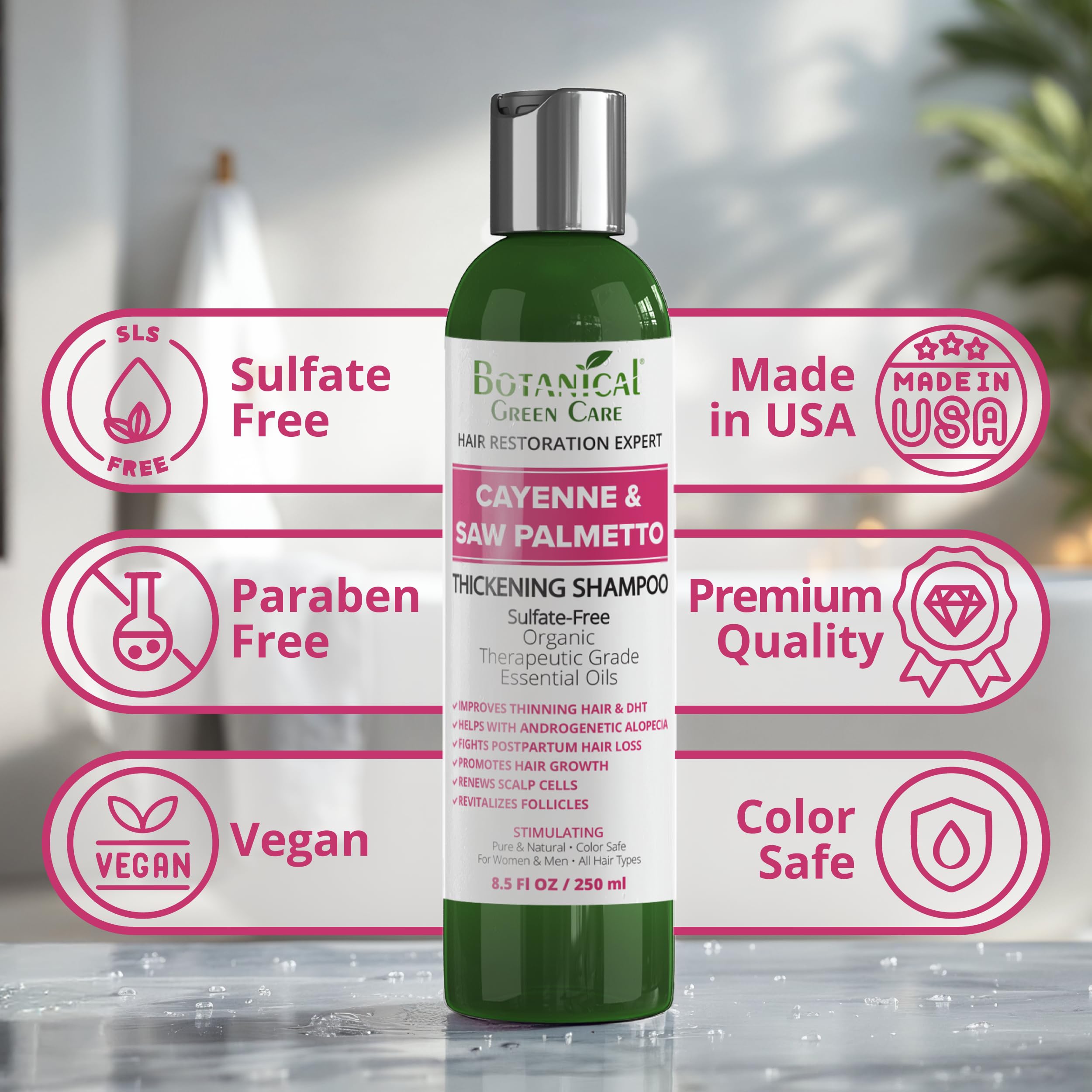 Packaging close-up showing clean, sulfate-free formula from Botanical Green Care.