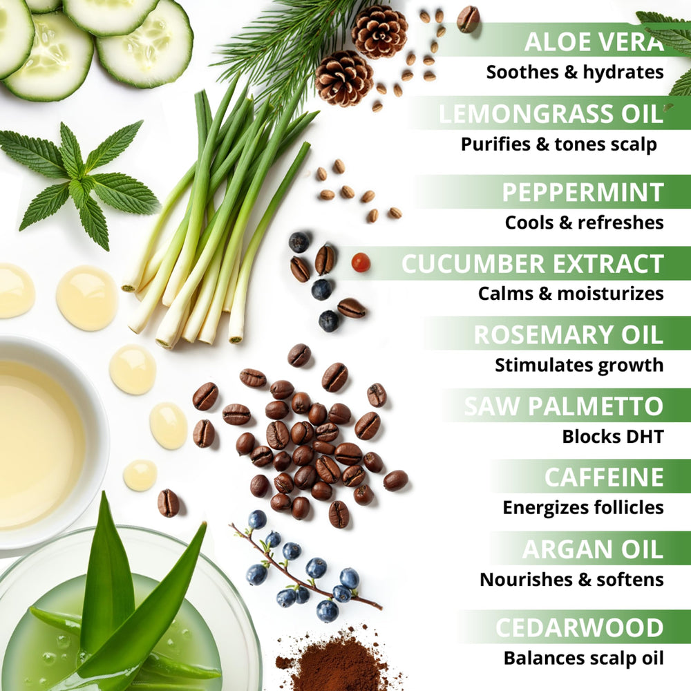 Routine scene featuring Botanical Green Care Rosemary & Lemongrass shampoo in daily care.