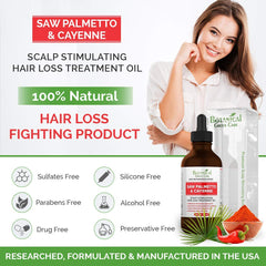 Botanical Green Care Saw Palmetto Cayenne serum being applied to scalp
