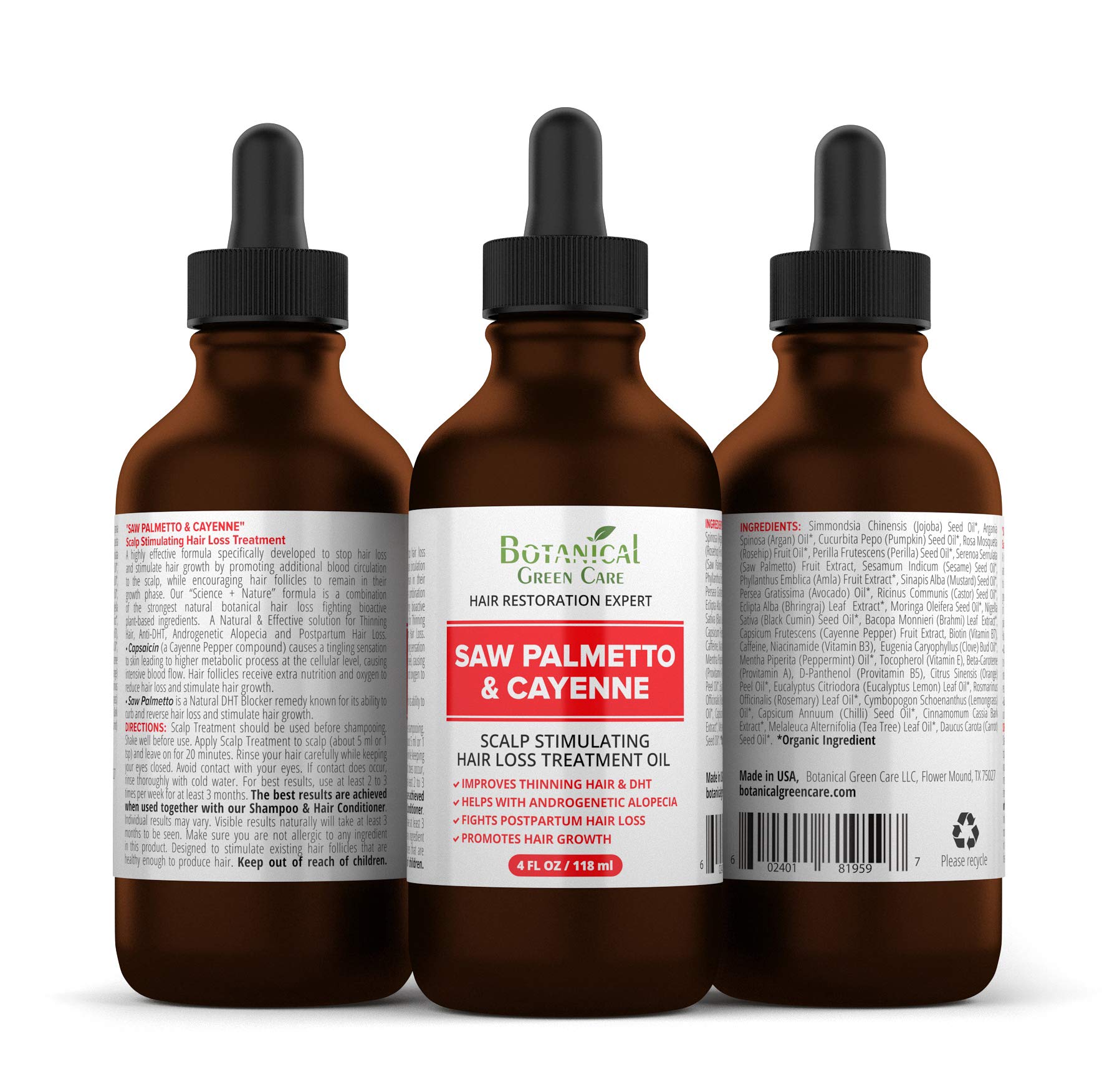Botanical Green Care serum bottle with pump for easy scalp application