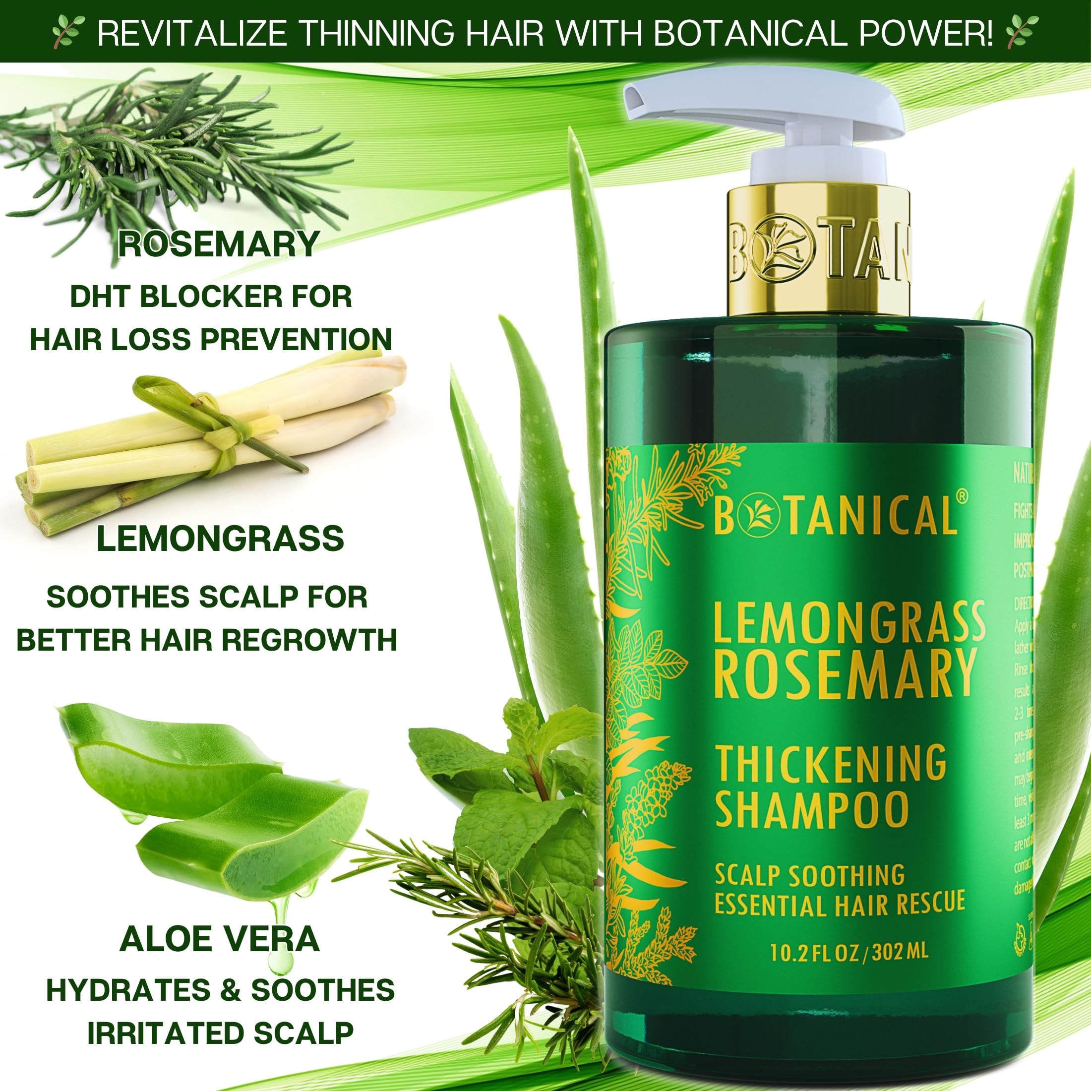 Botanical Hair Growth Lab lemongrass essential oil offers soothing scalp support.