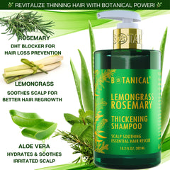 Botanical Hair Growth Lab lemongrass essential oil offers soothing scalp support.