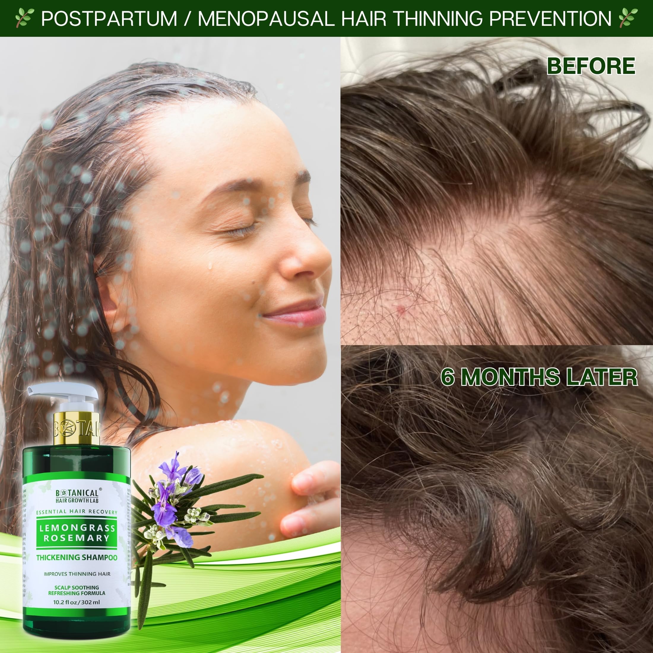 Botanical Hair Growth Lab rosemary shampoo ingredients close-up highlighting biotin and argan oil benefits