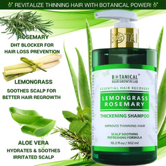 Botanical Hair Growth Lab label close-up showing paraben-free, low-pH, color-safe formula