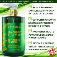Botanical Hair Growth Lab rosemary shampoo lather signals gentle cleansing for scalp comfort.