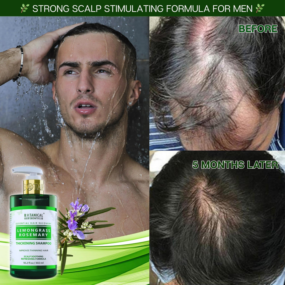 Botanical Hair Growth Lab rosemary shampoo usage scene suggesting a simple routine