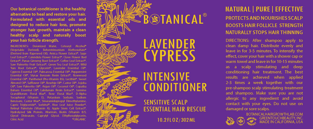 Botanical Hair Growth Lab lavender conditioner in a bathroom setting for daily care