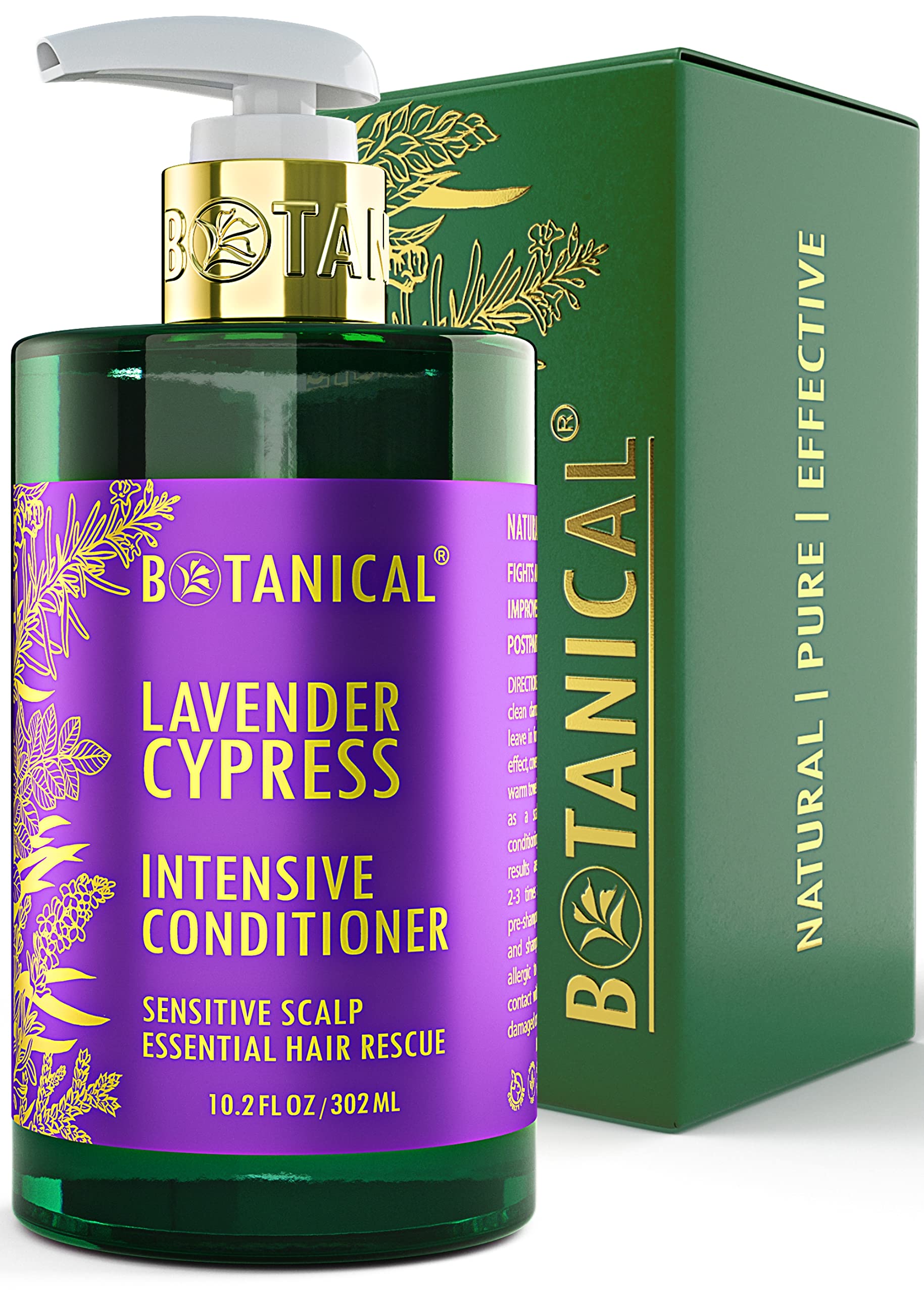 Botanical Hair Growth Lab lavender conditioner bottle promoting gentle scalp care