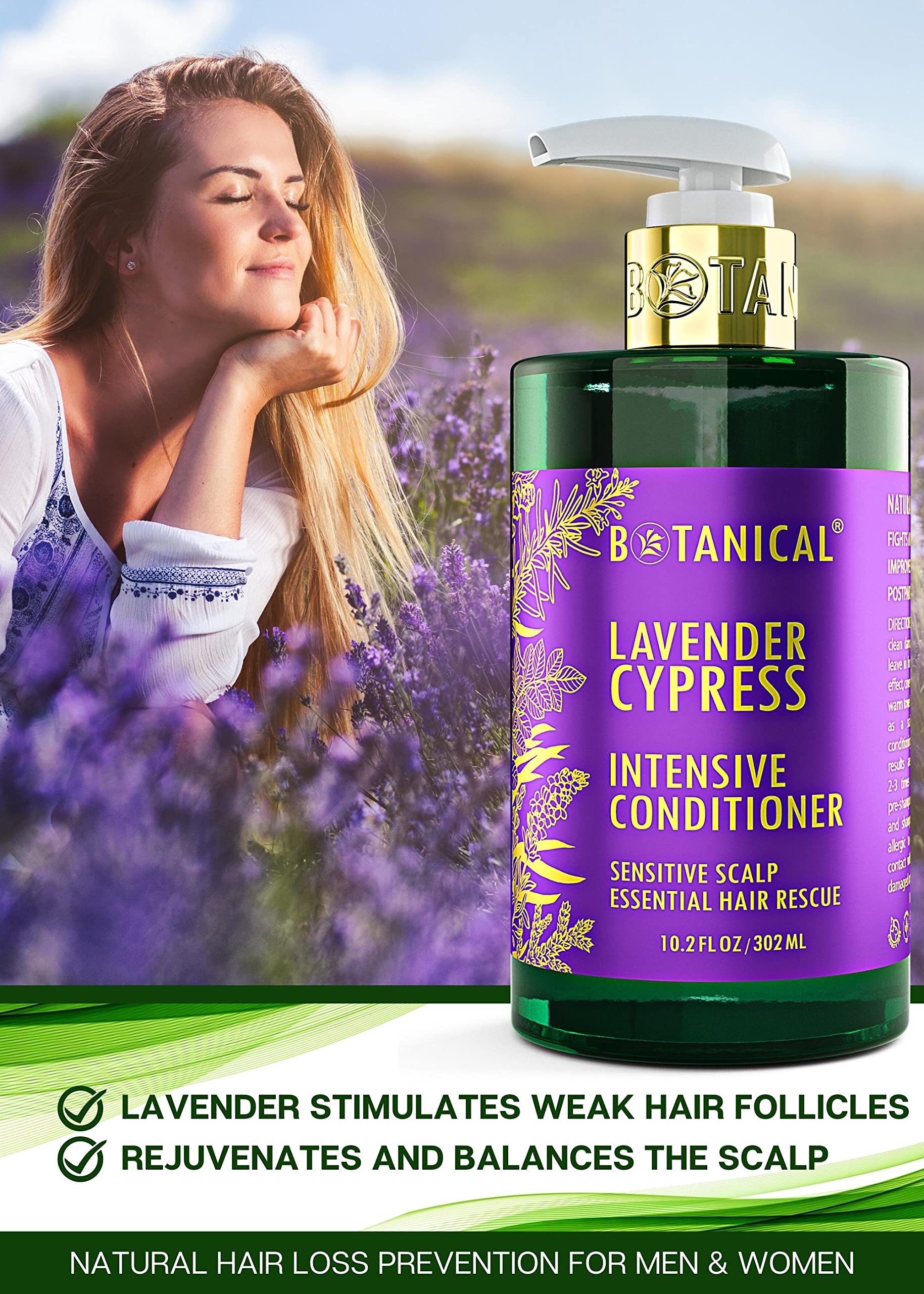 Botanical Hair Growth Lab lavender and Cypress ingredients suggesting nourishing follicles and balance