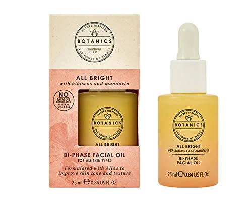 Botanics All Bright bottle pour shows a lightweight two-phase formula ready to apply.