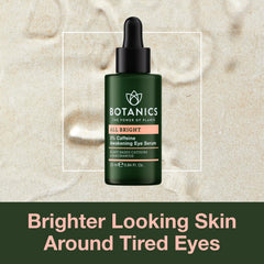 Botanics All Bright caffeine eye serum application shows cooling, soothing use.