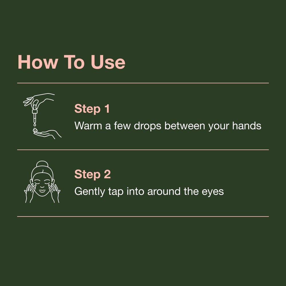Botanics All Bright caffeine eye serum under-eye application targets dark circles.