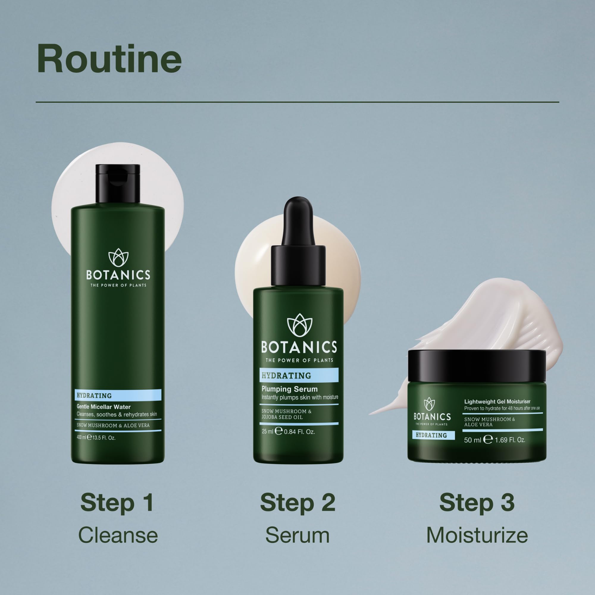 Botanics Hydrating Serum dropper in use for precise application