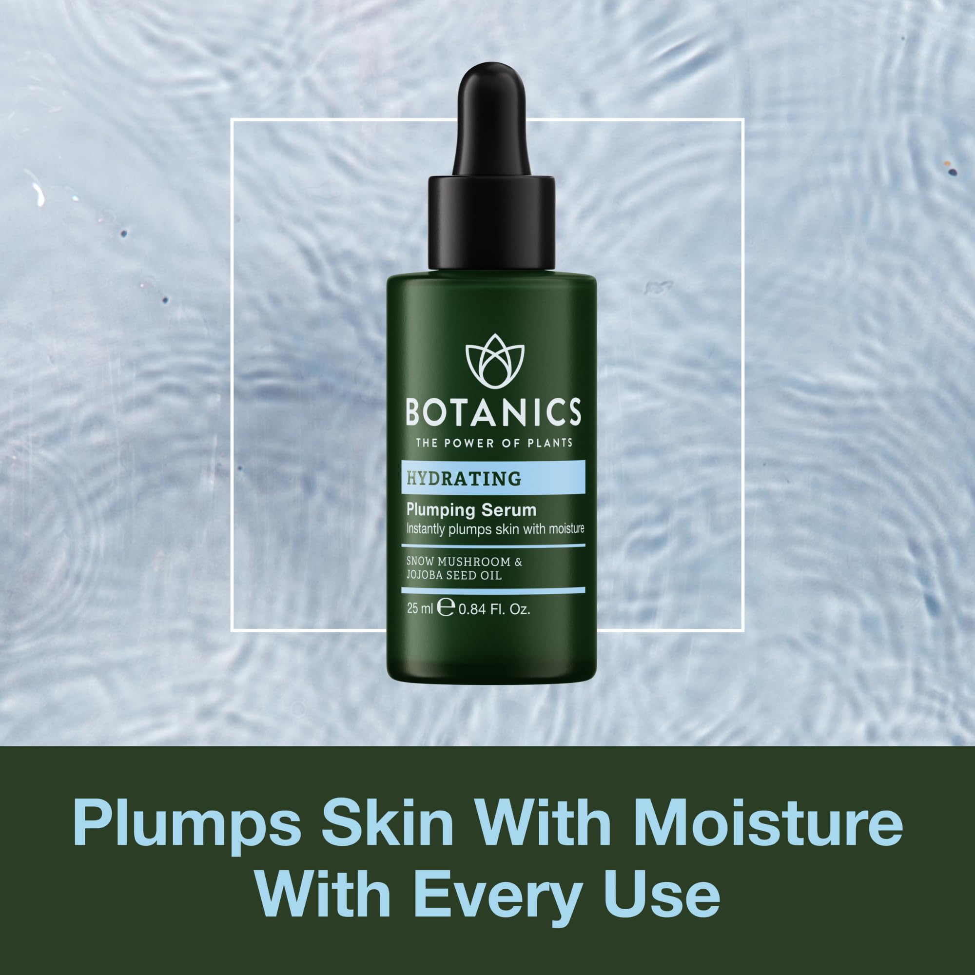Botanics Hydrating Serum texture on skin for a dewy, refreshed look