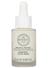Botanics Revive & Protect serum bottle close-up showing vegan protection for skin.