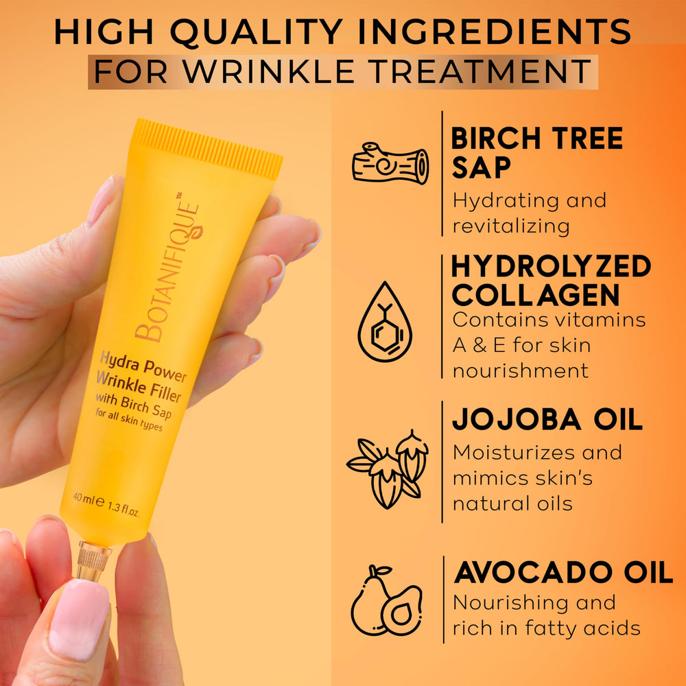 Botanifique Deep Wrinkle Filler jar texture highlights creamy absorption.