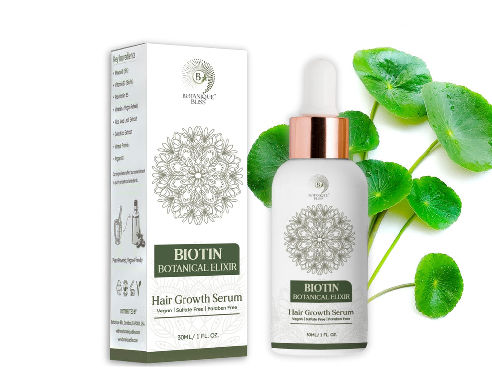 Botanique Bliss hair growth serum bottle for easy application and fuller-looking hair