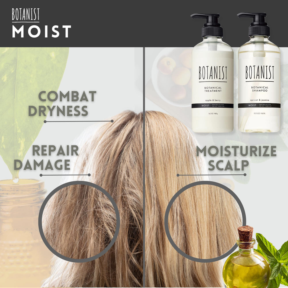 BOTANIST Keratin and Jojoba botanicals close-up emphasizing moisture and strength