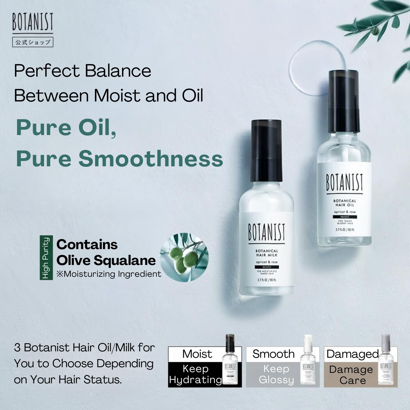 Botanist hair oil dropper applying lightweight moisture to hair.