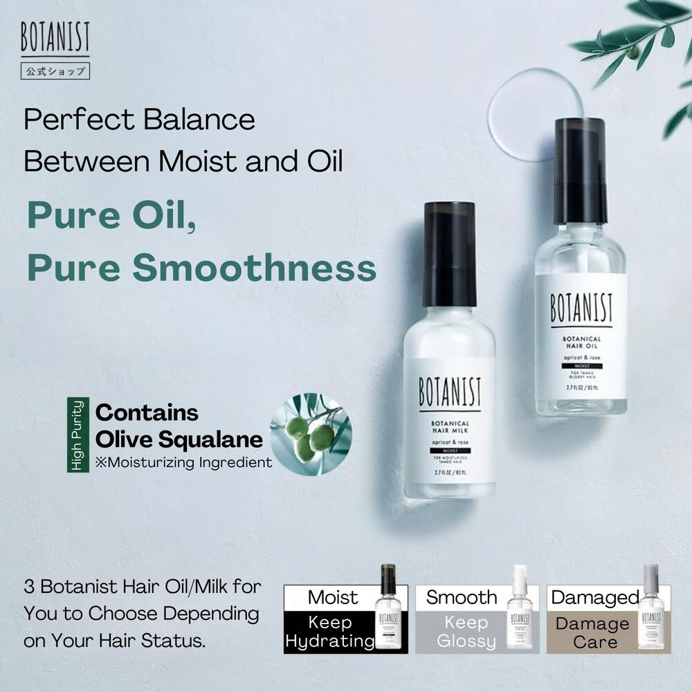 Botanist hair oil dropper applying lightweight moisture to hair.