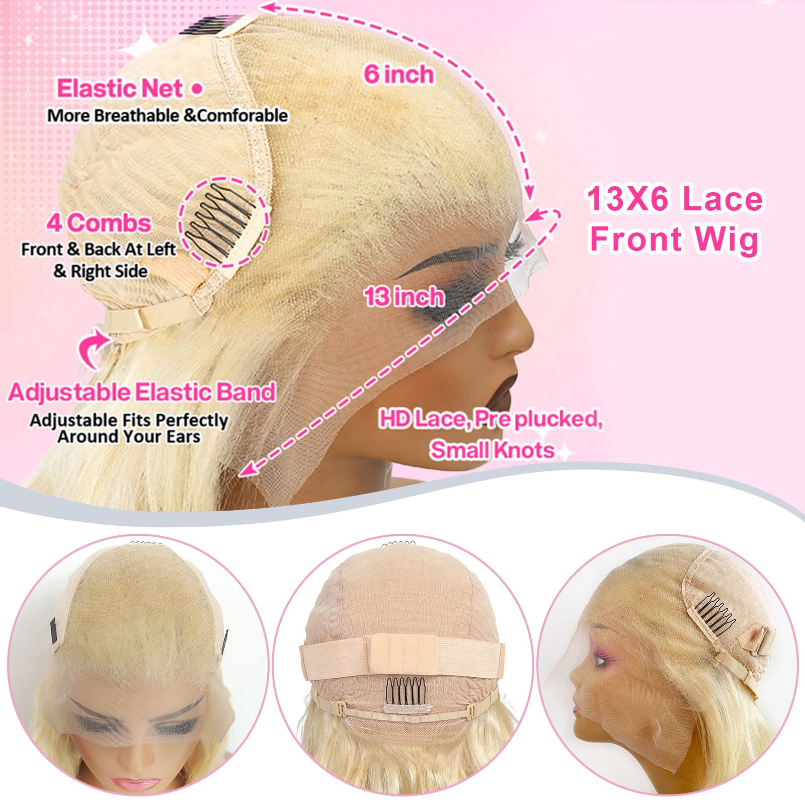 BOTNNS 22.5-inch medium-cap 613 wig with secure fit.