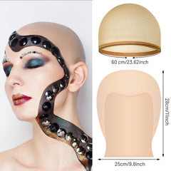 Bouboni bald cap on head demonstrates elastic fit