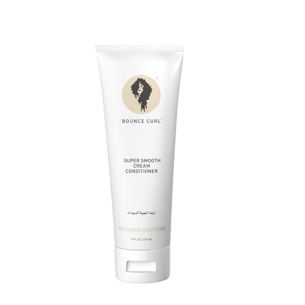 Bounce Curl Super Smooth Cream Conditioner bottle showing lightweight hydration for fine hair