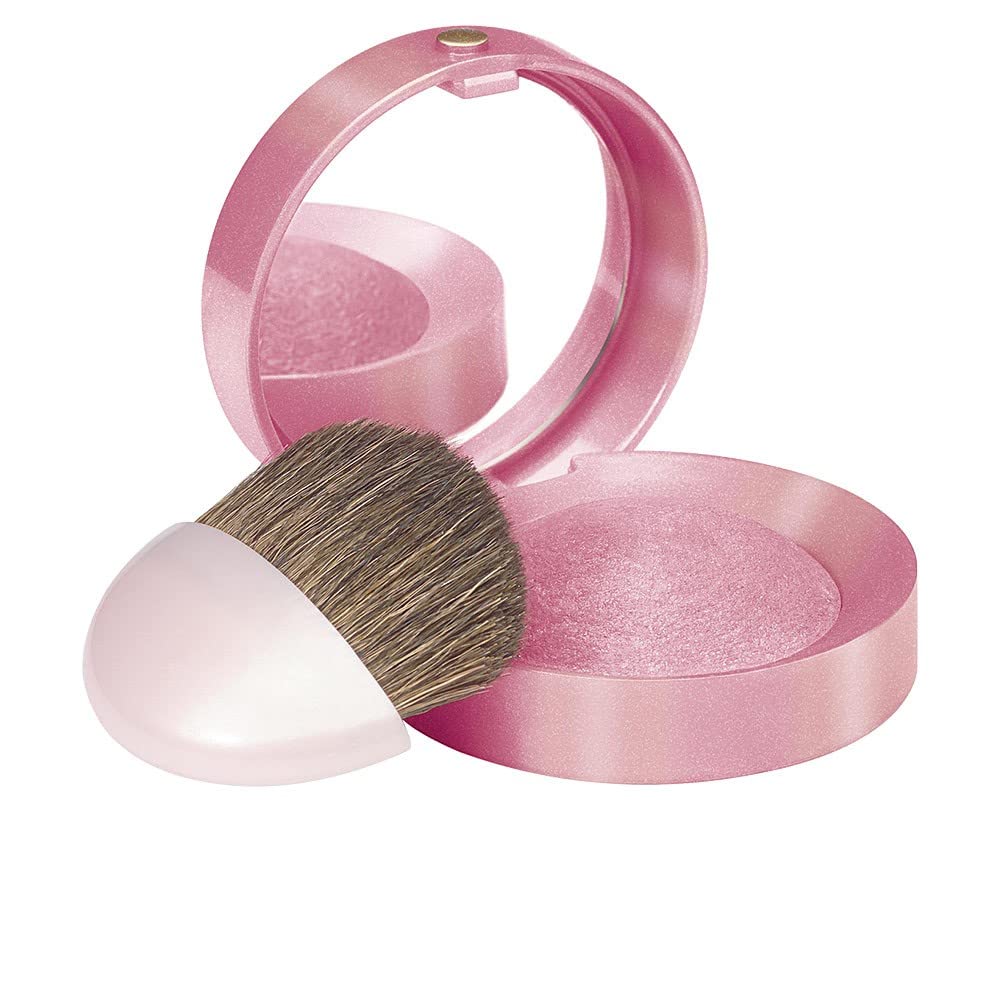 Bourjois Blush Rose Frisson in the round pot for a soft, buildable rosy glow.