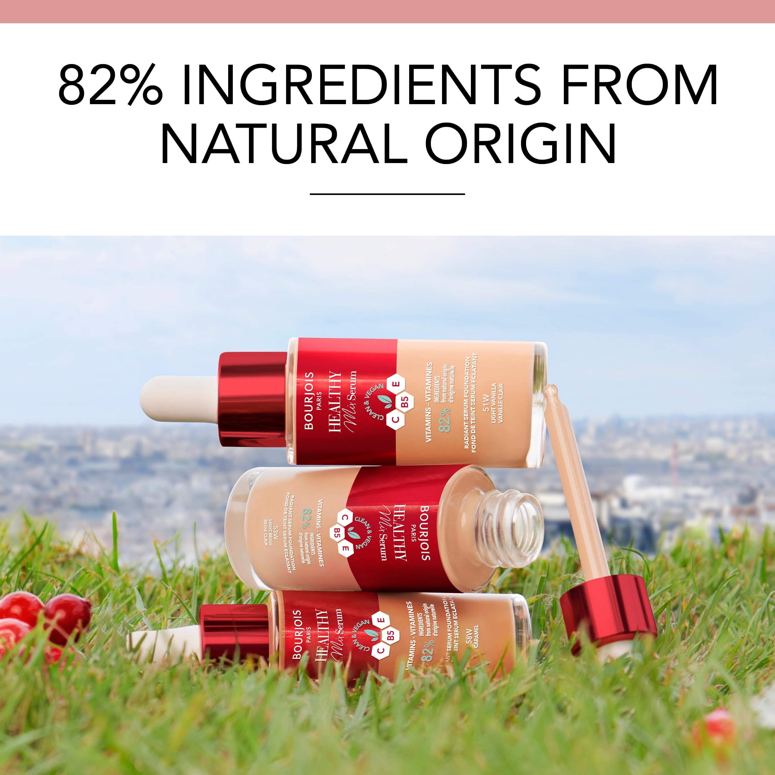 Bourjois Healthy Mix Serum finish on cheek shows even skin tone.