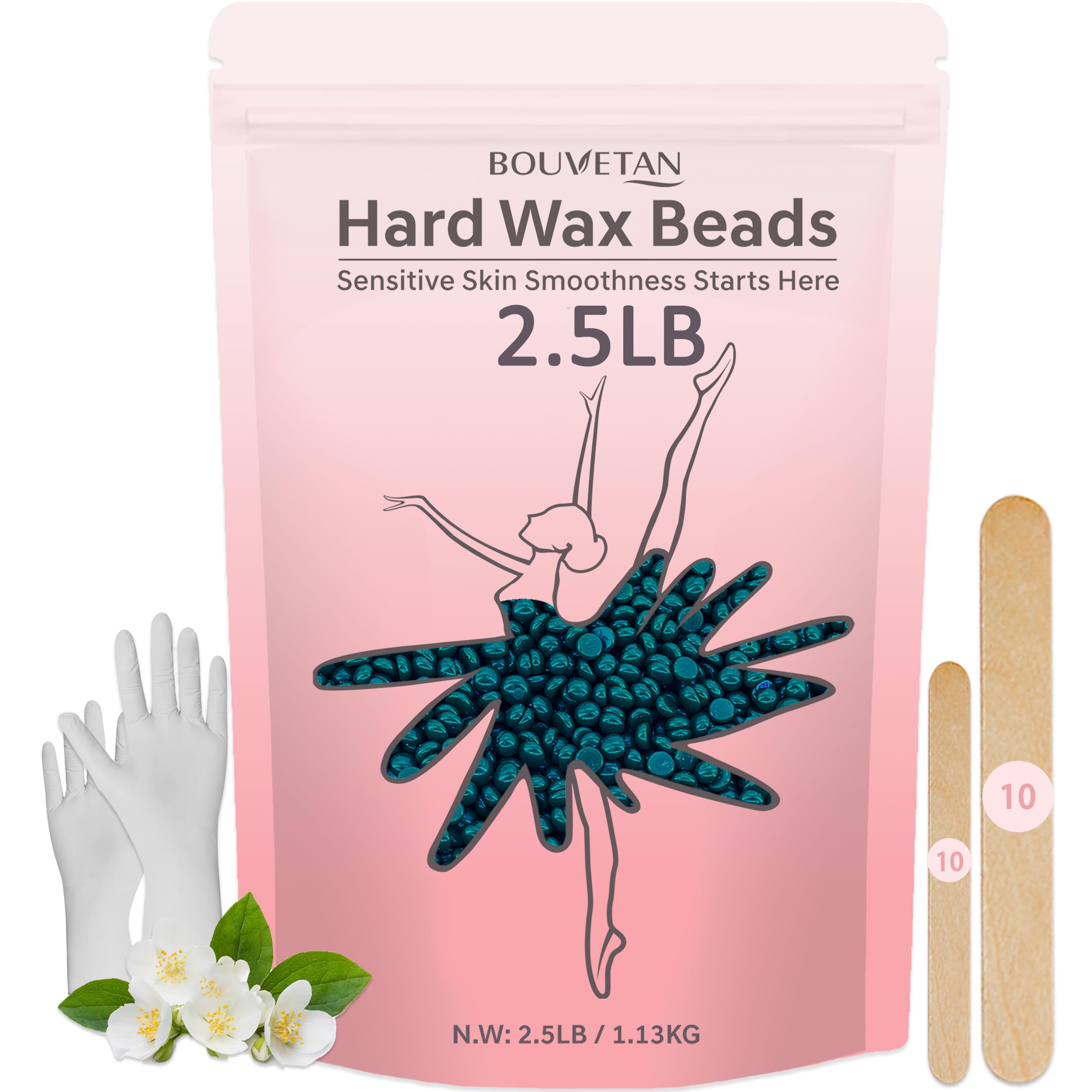 Bouvetan hard wax beads 2.5 lb bulk close-up showing hair grip
